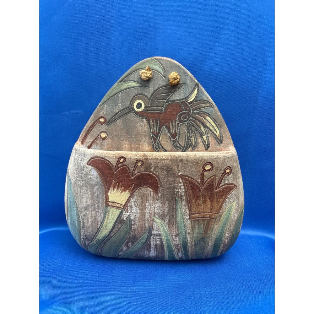 Vintage Seminario Peru Pottery Signed Decorative Wall Pocket